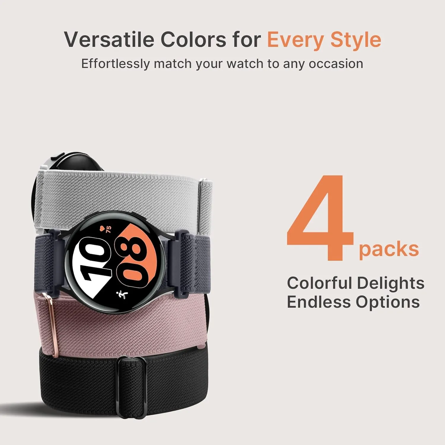 Fullmosa Quick Release Watch Bands 20mm 22mm Water-resistant Nylon Elastic Braided Straps, Adjustable Solo Loop Wristband for Women Men 20mm Black/Sand Pink/Starlight/Milk Tea