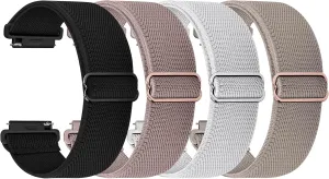 Fullmosa Quick Release Watch Bands 20mm 22mm Water-resistant Nylon Elastic Braided Straps, Adjustable Solo Loop Wristband for Women Men 20mm Black/Sand Pink/Starlight/Milk Tea
