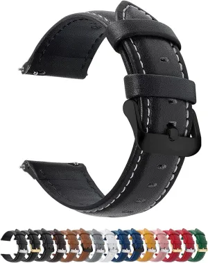 Fullmosa Watch Band, Quick Release Leather Watch Strap for Men Women, Replacement Bands Width 14mm 16mm 18mm 19mm 20mm 21mm 22mm 24mm