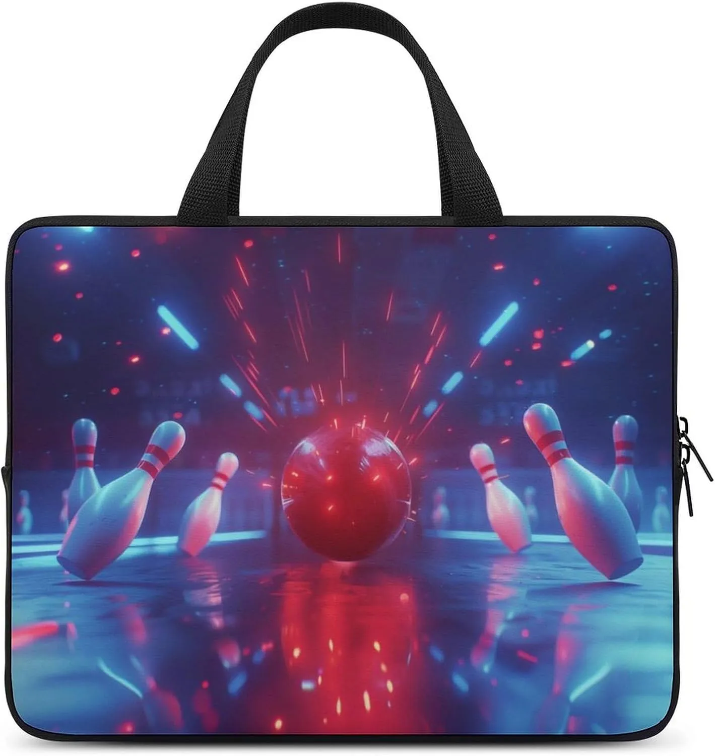 Fun Sports Bowling Print Laptop Bag Laptop Case Computer Messenger Bag with Adjustable Shoulder Strap