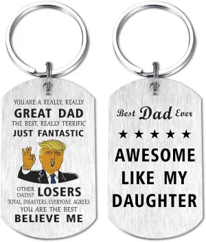 Funny Father's Day Gifts for Dad from Daughter Son - Awesome Like My Daughter Son, Best Dad Keychain for Birthday Gifts