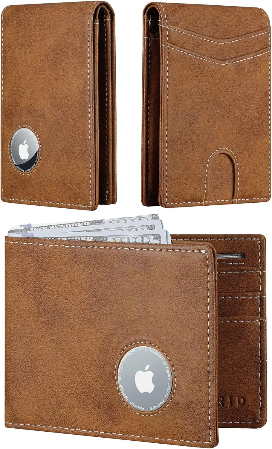 furid Apple Airtag Wallet Men Slim: Air Tag Wallet with Airtag Holder, RFID Blocking, Bifold, Front Pocket, Minimalist Card Wallet, Carbon Fiber Wallet