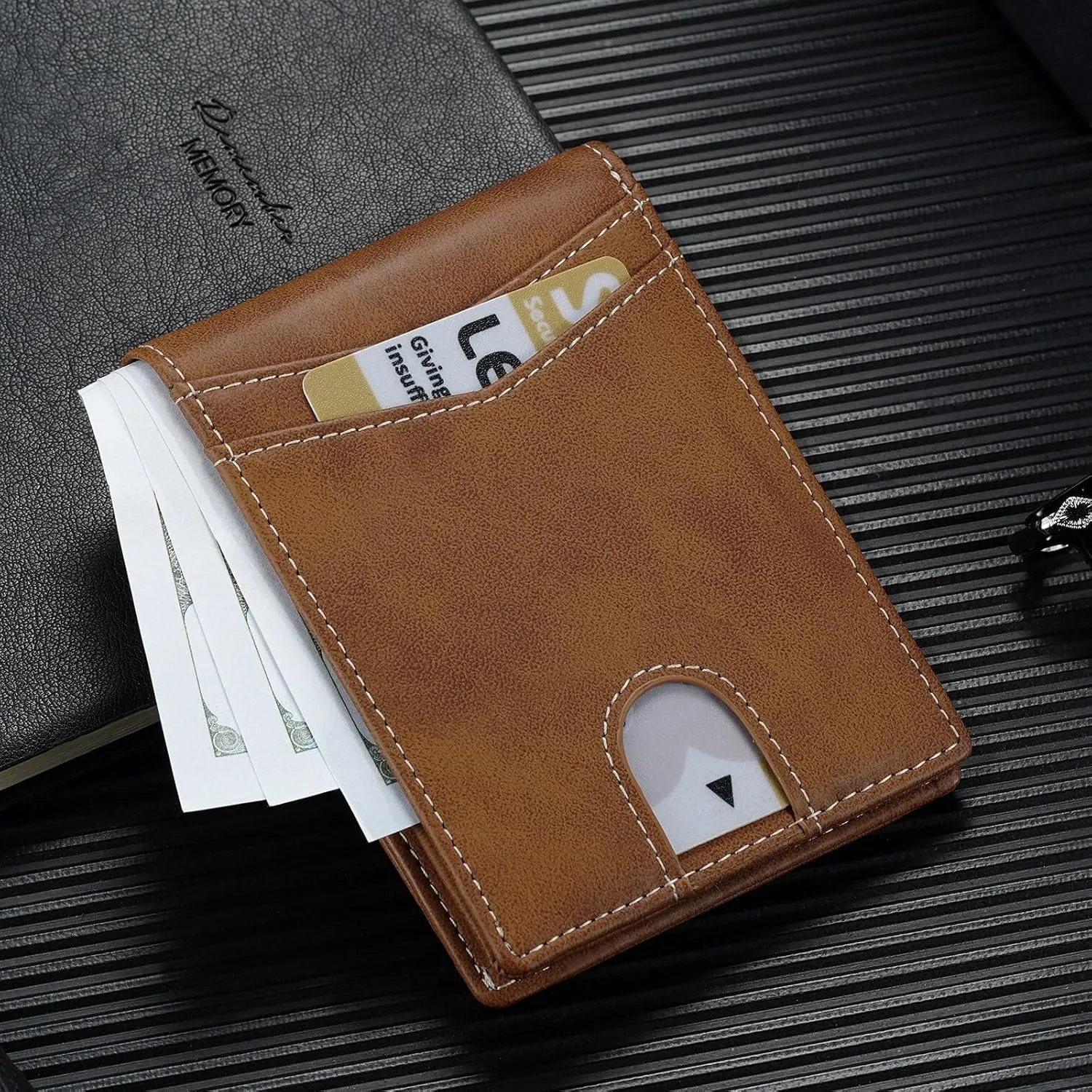 furid Apple Airtag Wallet Men Slim: Air Tag Wallet with Airtag Holder, RFID Blocking, Bifold, Front Pocket, Minimalist Card Wallet, Carbon Fiber Wallet