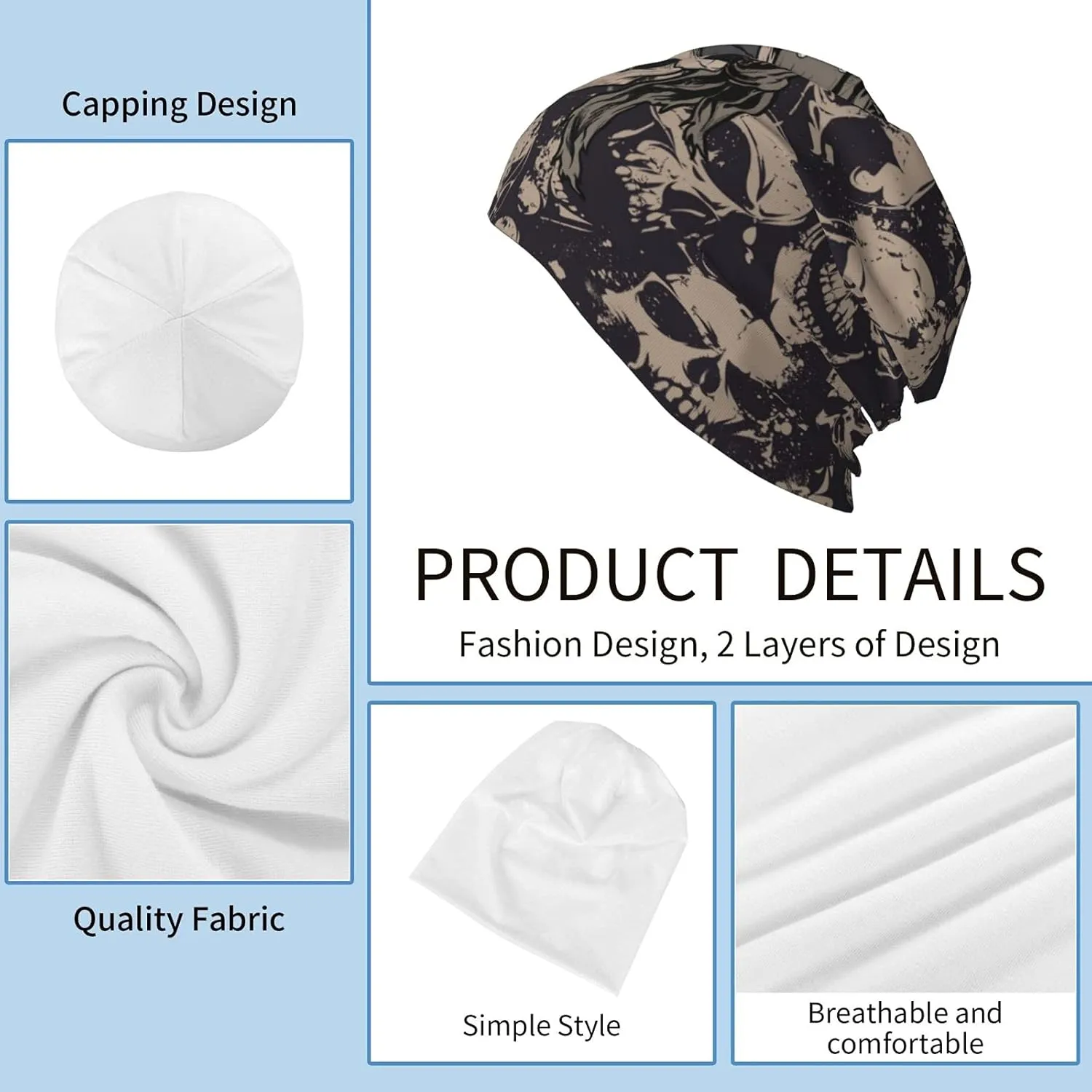 Gamepad Print Slouchy Beanie Skull Caps Chemo Hats Baggy Headwear for Men Women Jogging Cycling