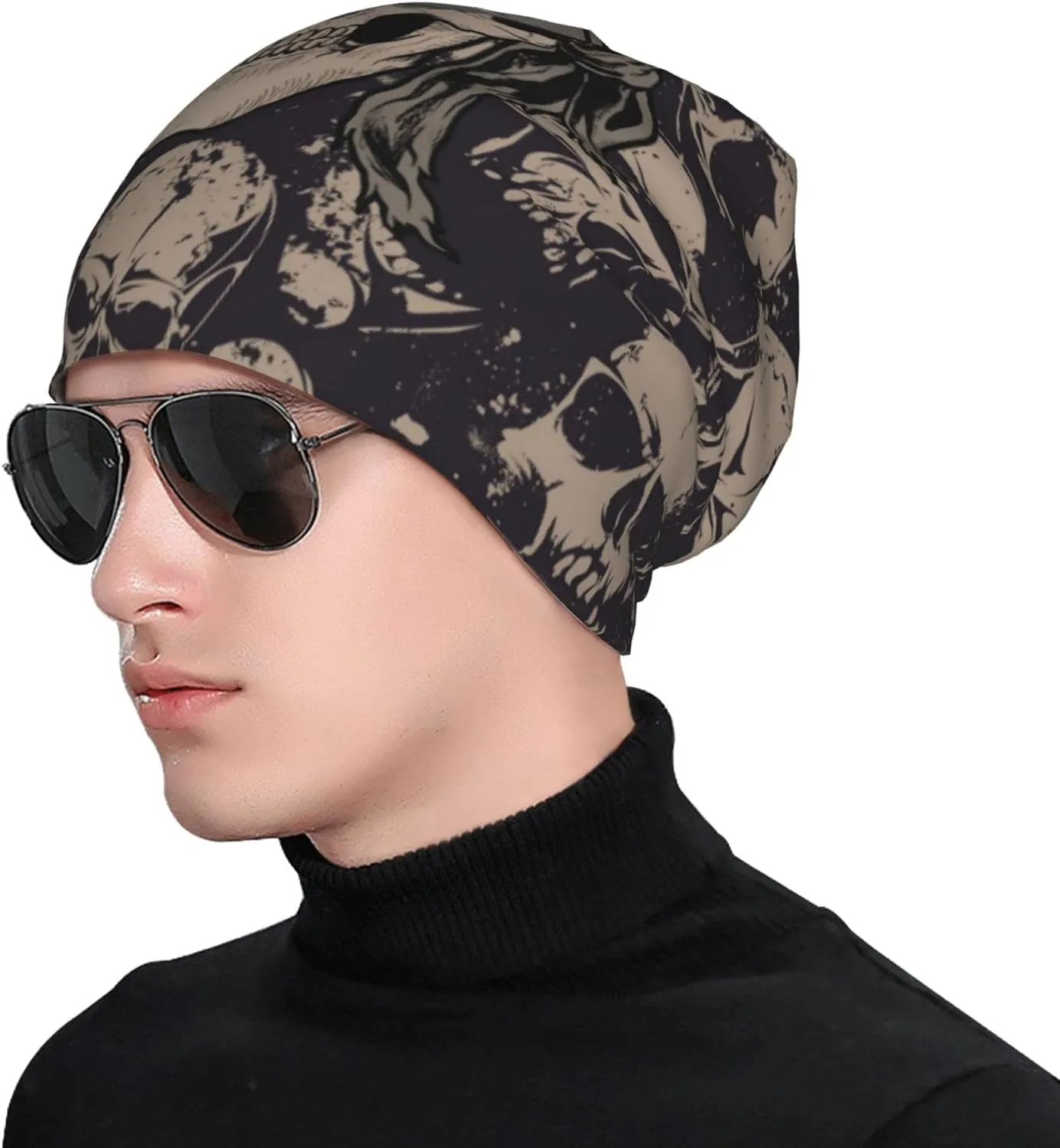 Gamepad Print Slouchy Beanie Skull Caps Chemo Hats Baggy Headwear for Men Women Jogging Cycling