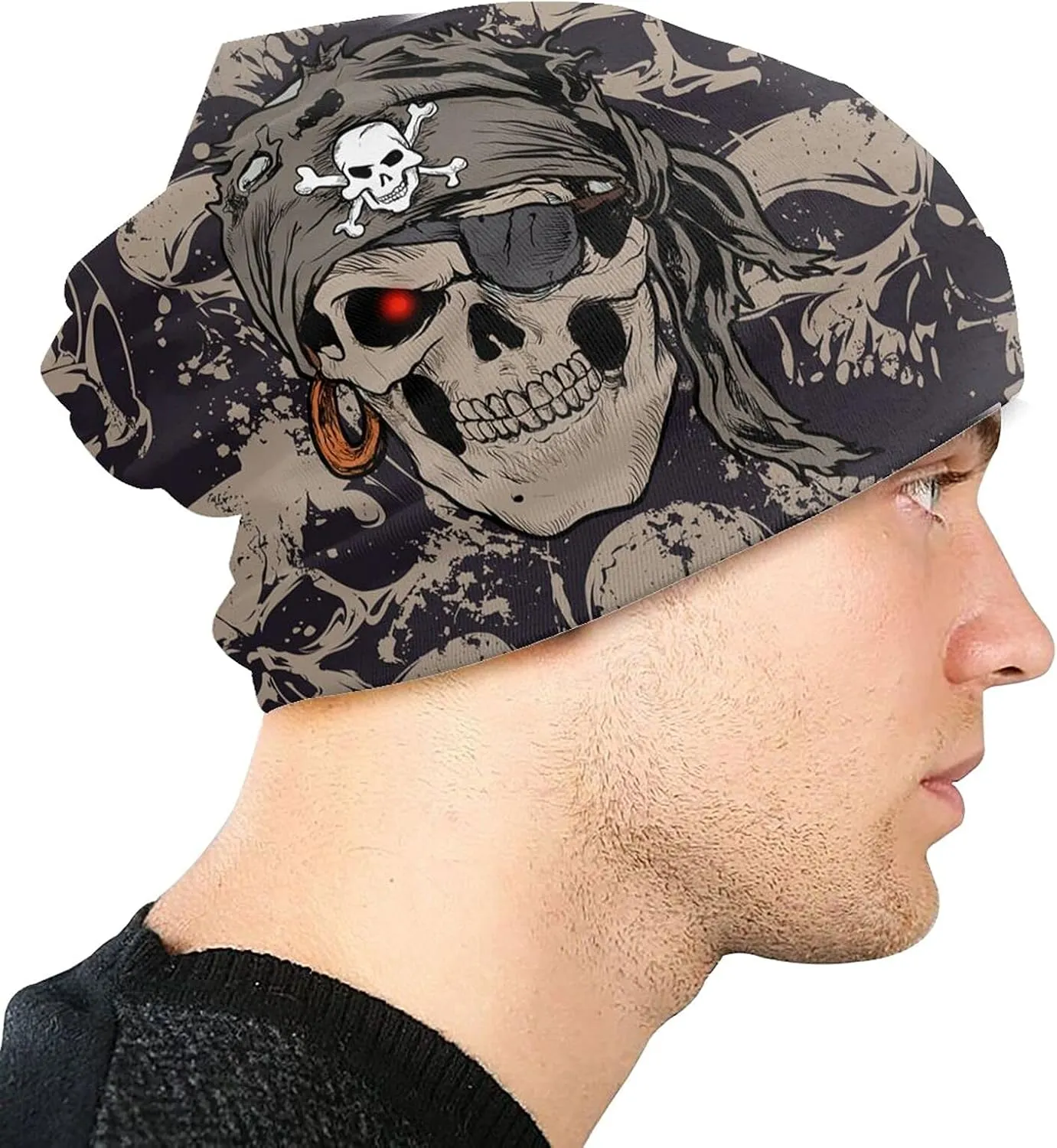 Gamepad Print Slouchy Beanie Skull Caps Chemo Hats Baggy Headwear for Men Women Jogging Cycling