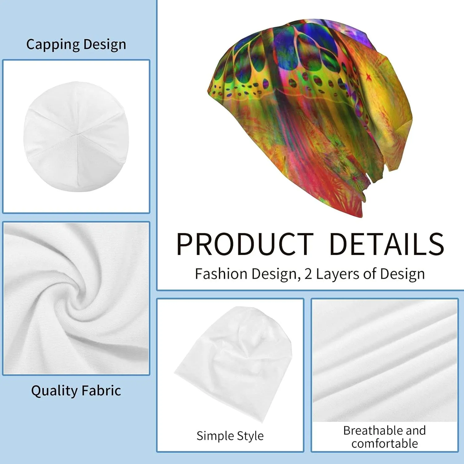 Gamepad Print Slouchy Beanie Skull Caps Chemo Hats Baggy Headwear for Men Women Jogging Cycling