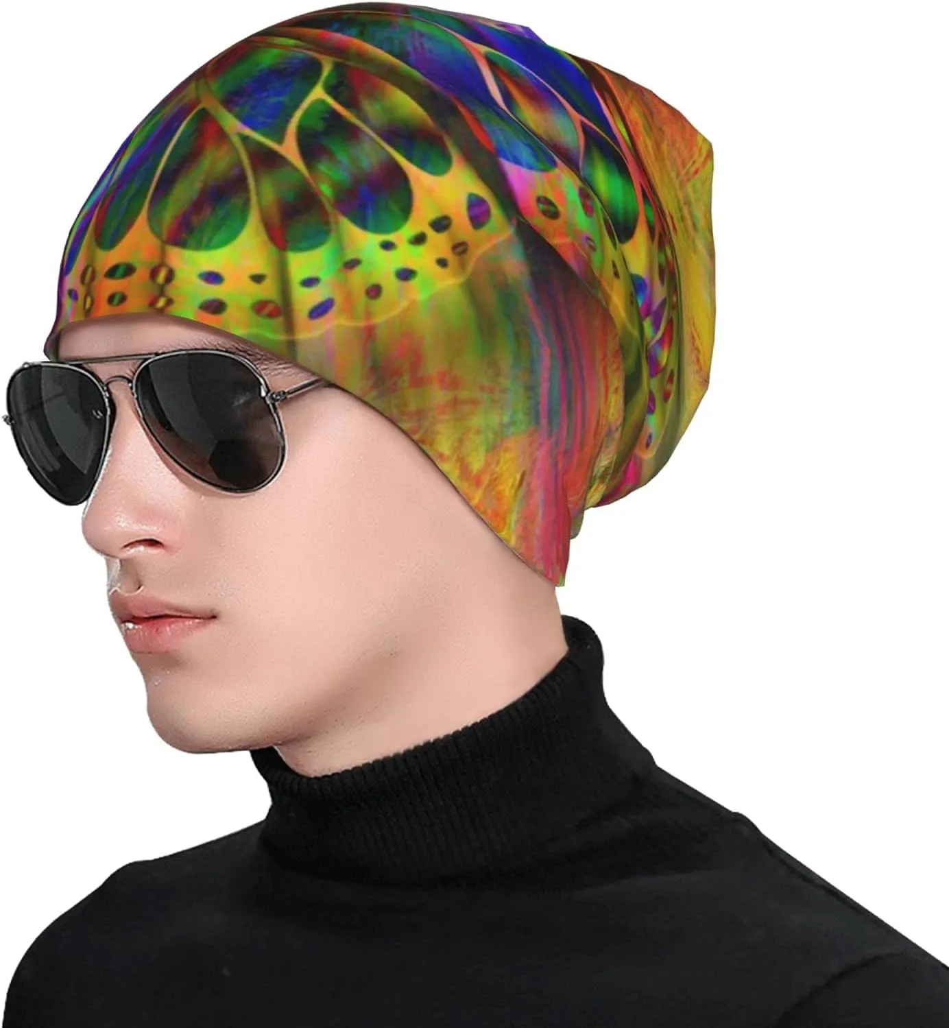 Gamepad Print Slouchy Beanie Skull Caps Chemo Hats Baggy Headwear for Men Women Jogging Cycling