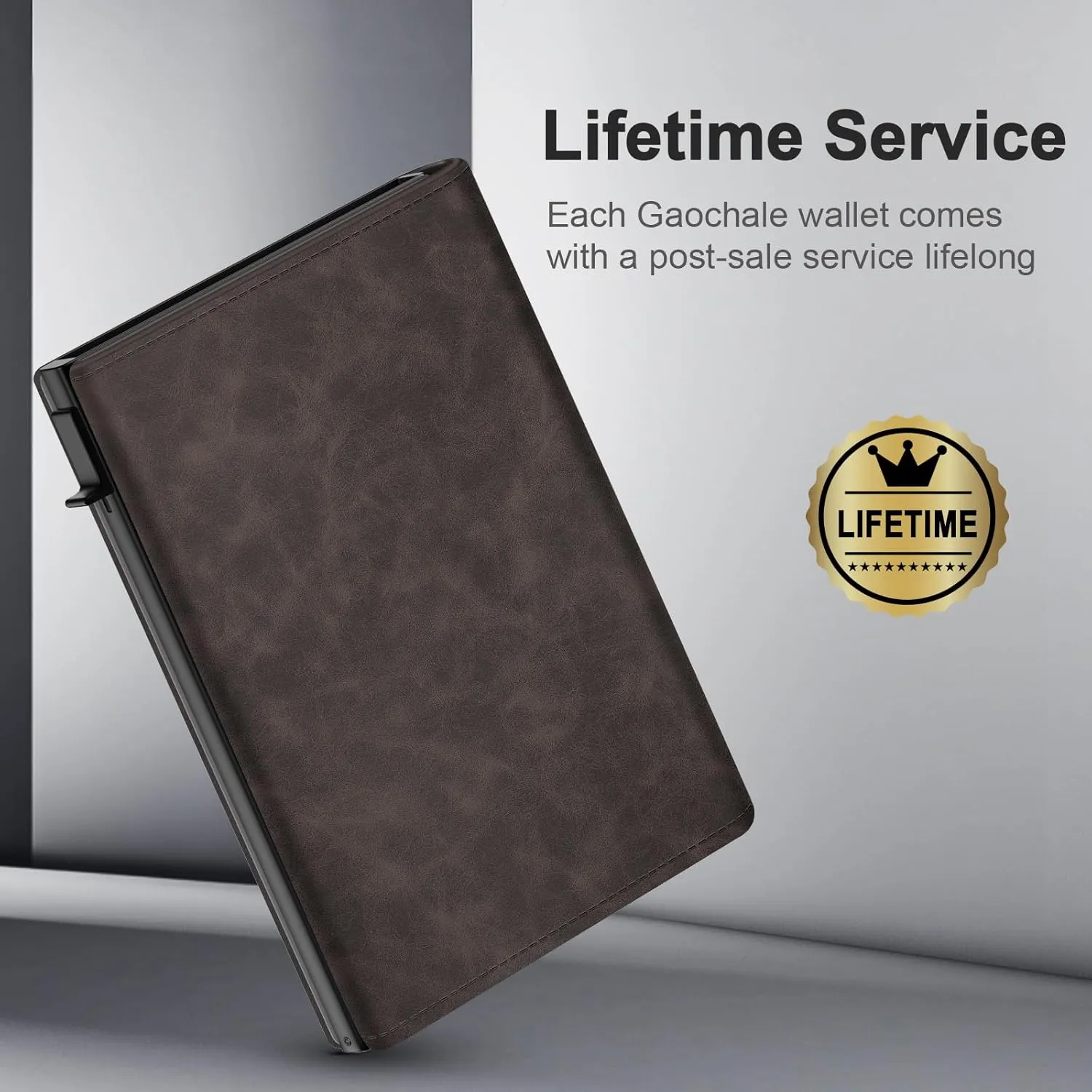 GAOCHALE Wallet for Men Pop up Card Holder, Smart, Slim, Minimalist Design for Front Pocket, Premium RFID Blocking, 10-14 Card Capacity | ID Window | Cash Slot(Gradient Dark Brown)