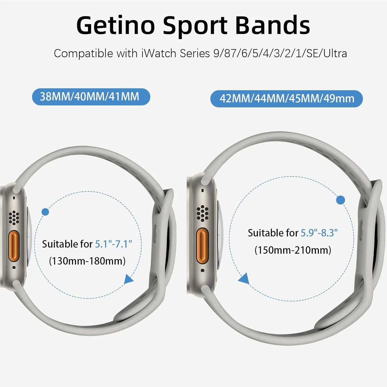 Getino Compatible with Apple Watch Band 40mm 38mm 41mm 44mm 45mm 46mm 49mm 42mm for Women Men iWatch SE Ultra Series 10 9 8 7 6 5 4 3 2 1, Durable Flexible Breathable Soft Silicone Sport Bands, 4 Pack