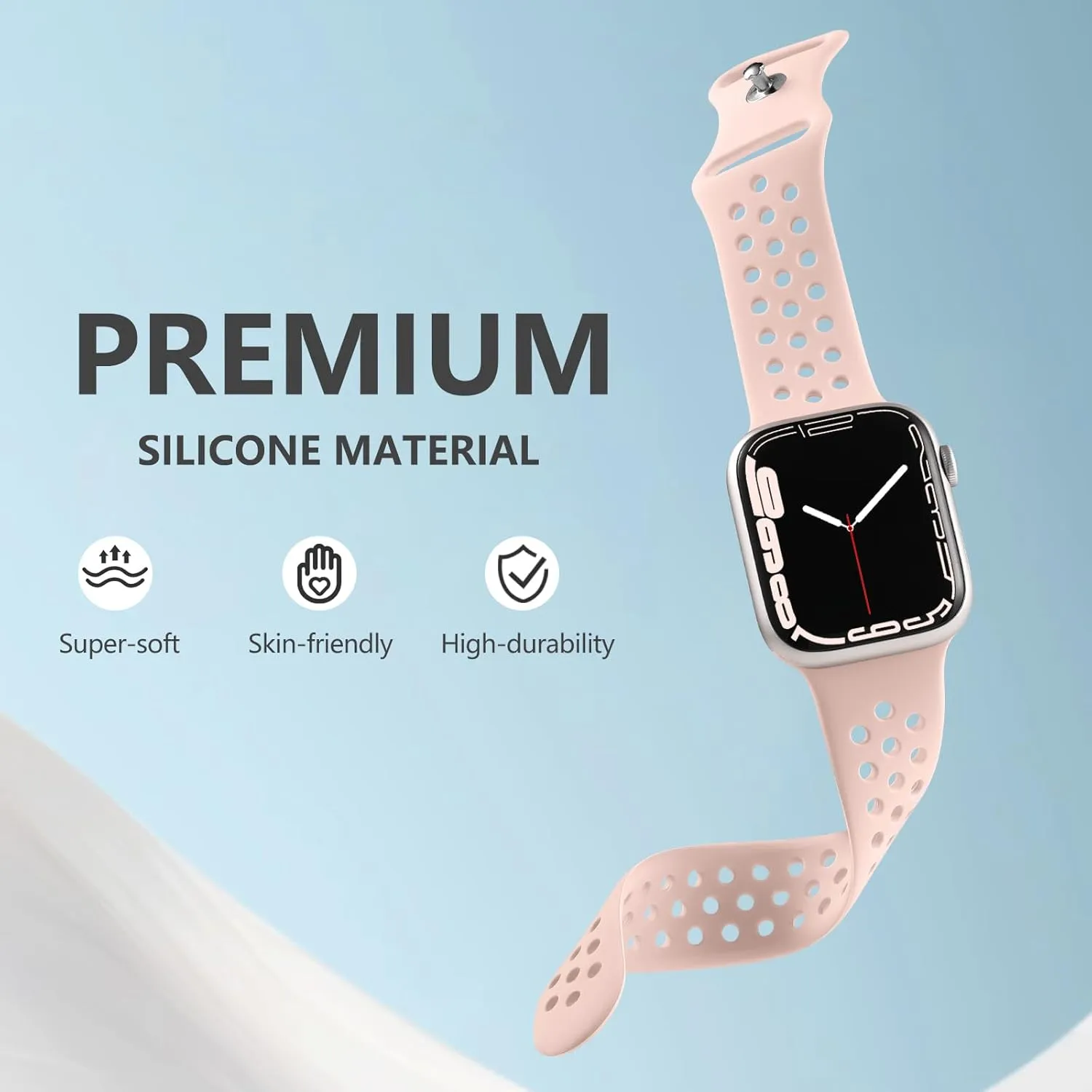 Getino Compatible with Apple Watch Band 40mm 38mm 41mm 44mm 45mm 46mm 49mm 42mm for Women Men iWatch SE Ultra Series 10 9 8 7 6 5 4 3 2 1, Durable Flexible Breathable Soft Silicone Sport Bands, 4 Pack