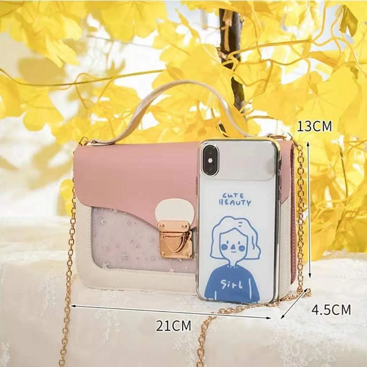 Girls Chain Shoulder Bag, Princess Handbag With Detachable Three-Layer Mezzanine - Birthday Gift