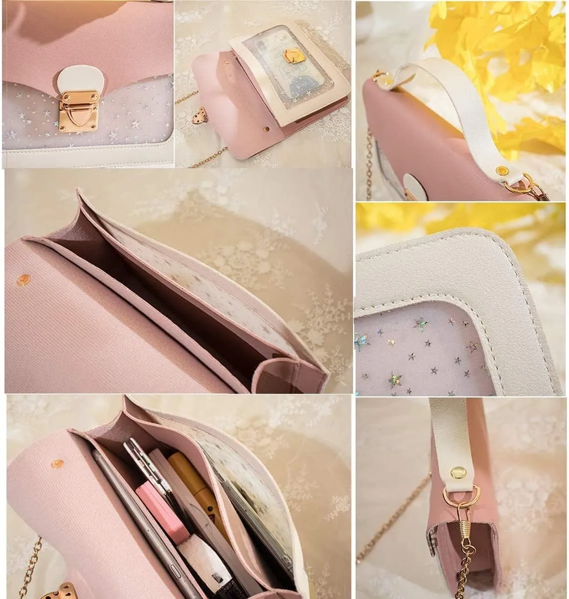 Girls Chain Shoulder Bag, Princess Handbag With Detachable Three-Layer Mezzanine - Birthday Gift
