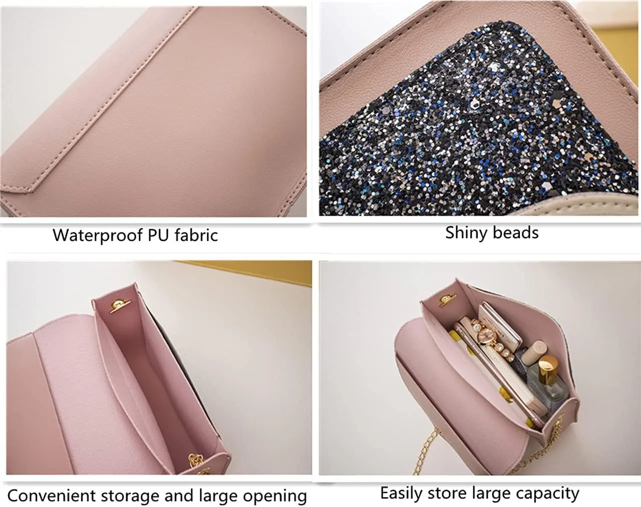Girls Chain Shoulder Bag, Princess Handbag With Detachable Three-Layer Mezzanine - Birthday Gift