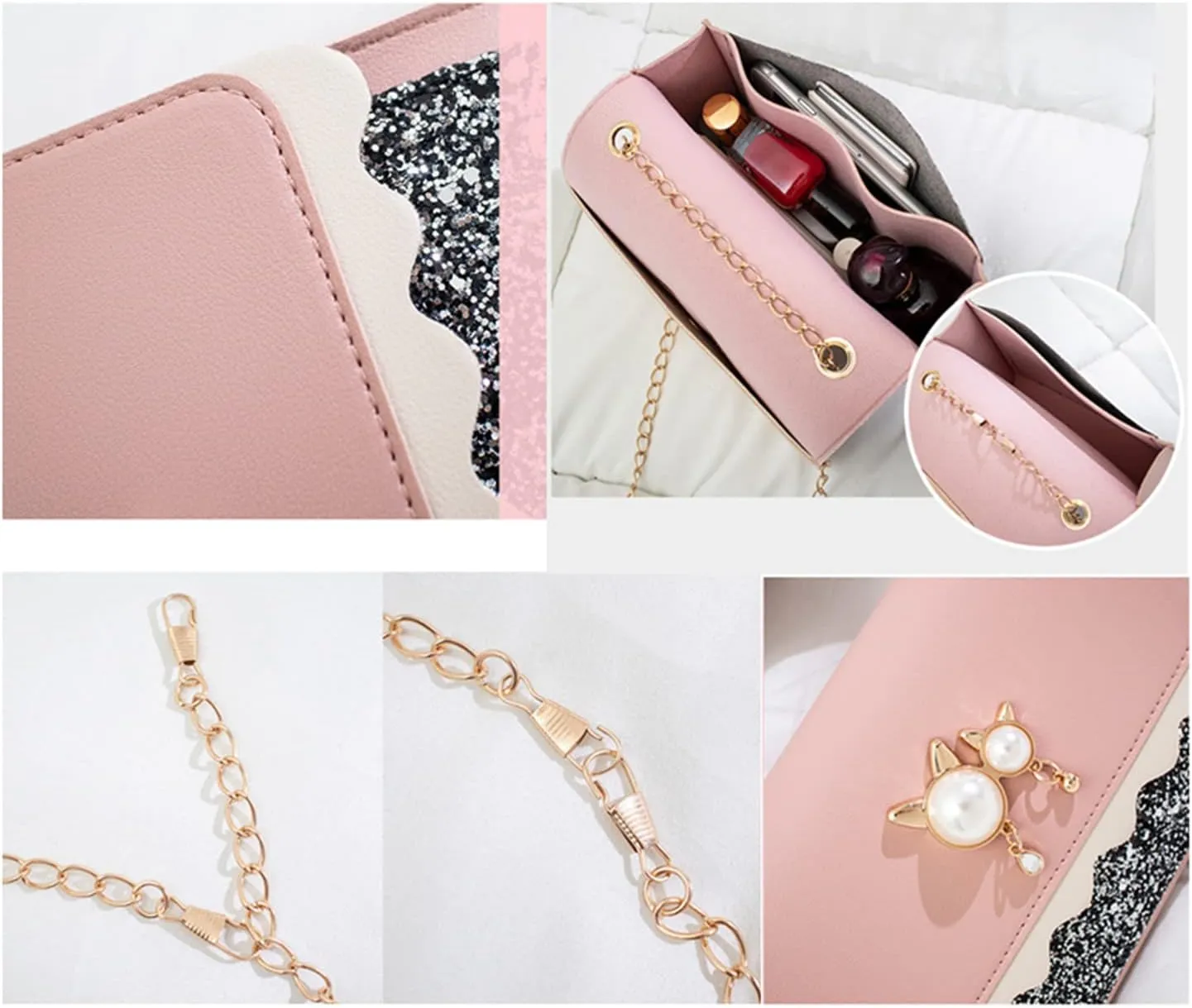 Girls Chain Shoulder Bag, Princess Handbag With Detachable Three-Layer Mezzanine - Birthday Gift