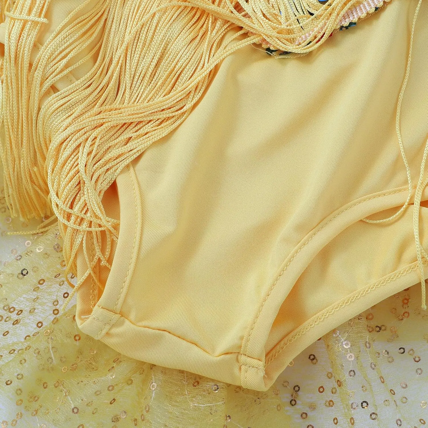 Girls Sequin Tassel Latin Dance Dress Sleeveless Fringe Flapper Dress Tutu Skirt Ballroom Rumba Performance Costume