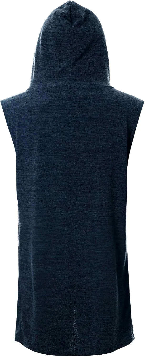 GIVON Mens Sleeveless Ruffle Shawl Collar Cardigan Lightweight Long Hooded Vest Sweater