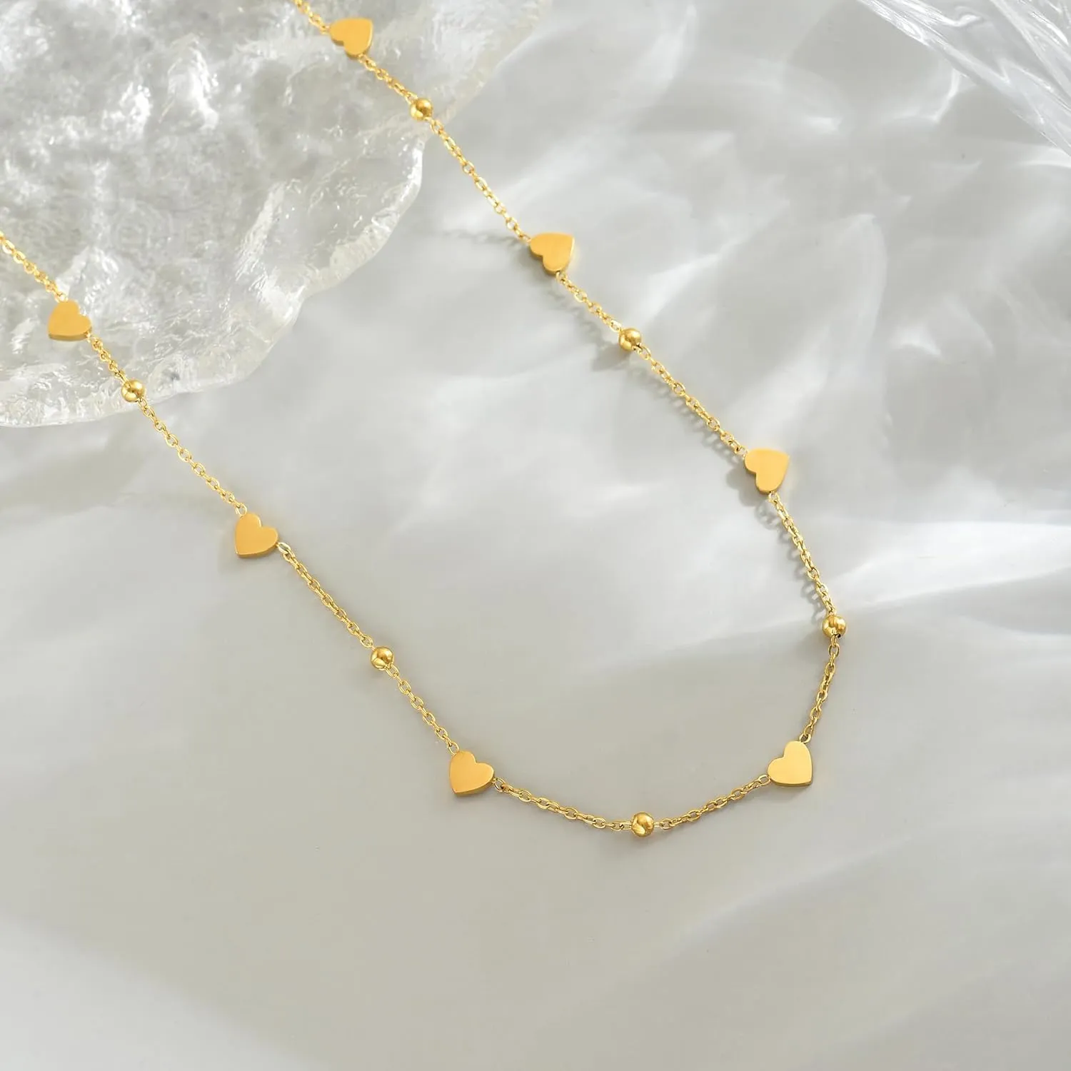 Gold Chain Necklace for Women 18K Gold Plated Stainless Steel Necklace Dainty Star Cross Heart Choker Chains Simple Delicate Minimalist Trendy Jewelry