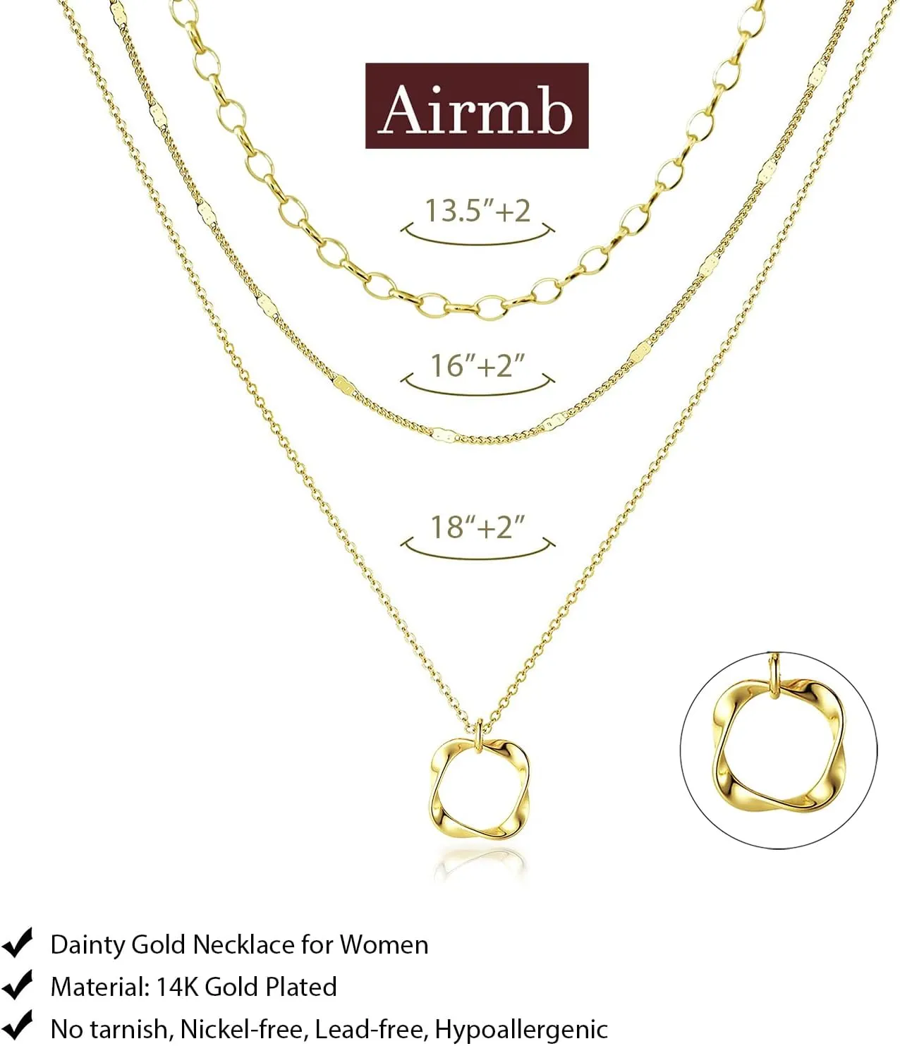 Gold Layered Necklaces for Women 14k Gold Plated Dainty Stackable Choker Necklaces for Women Trendy Layering Circle Paperclip Chain Cute Pendant Necklace Set Gold Jewelry for Women