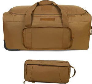 Greencity Duffel Bag Wheels Rolling Deployment Wheeled Military Suitcase Heavy-Duty Extra large deployment bag Capacity 32 InchCoyote