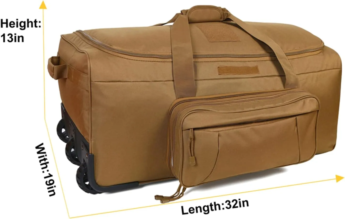 Greencity Duffel Bag Wheels Rolling Deployment Wheeled Military Suitcase Heavy-Duty Extra large deployment bag Capacity 32 InchCoyote