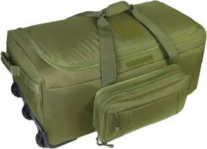 Greencity Duffel Bag Wheels Rolling Deployment Wheeled Military Suitcase Heavy-Duty Extra large deployment bag Capacity 32 InchGreen