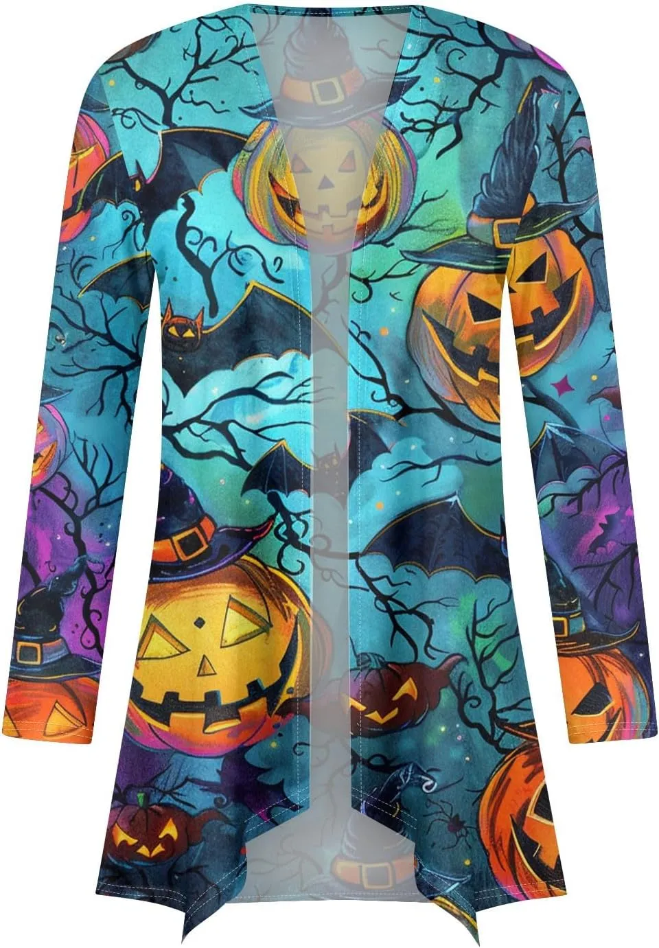 Halloween Cardigan Lightweight Long Sleeve Open Front Halloween Printed Oversized Cardigans for Women Fall Cardigan