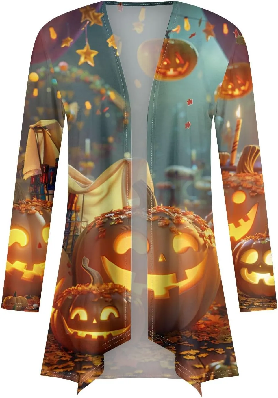 Halloween Cardigan Lightweight Long Sleeve Open Front Halloween Printed Oversized Cardigans for Women Fall Cardigan