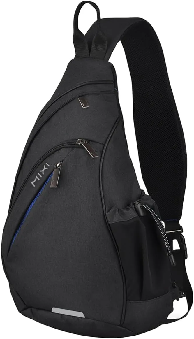Hanke Sling Bag Men Backpack Unisex One Shoulder Bag Hiking Travel Backpack Crossbody with USB Port Versatile Casual Daypack