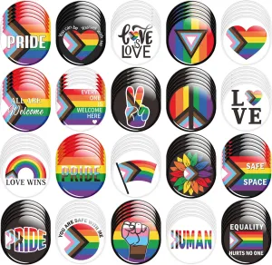 Haooryx Progress Pride Button Pins - LGBTQ Rainbow Flag Lesbian Pansexual Bisexual Pins Pride Day Round Button Brooch Badges for Gay Parade LGBT Party Favor Decor Supplies