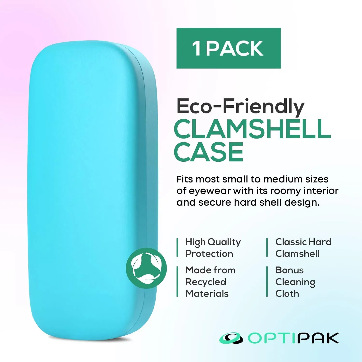 Hard Shell Glasses Case - Eco-Friendly Large Eyeglass Holder with Microfiber Cleaning Cloth - Brushed Eyeglasses Case