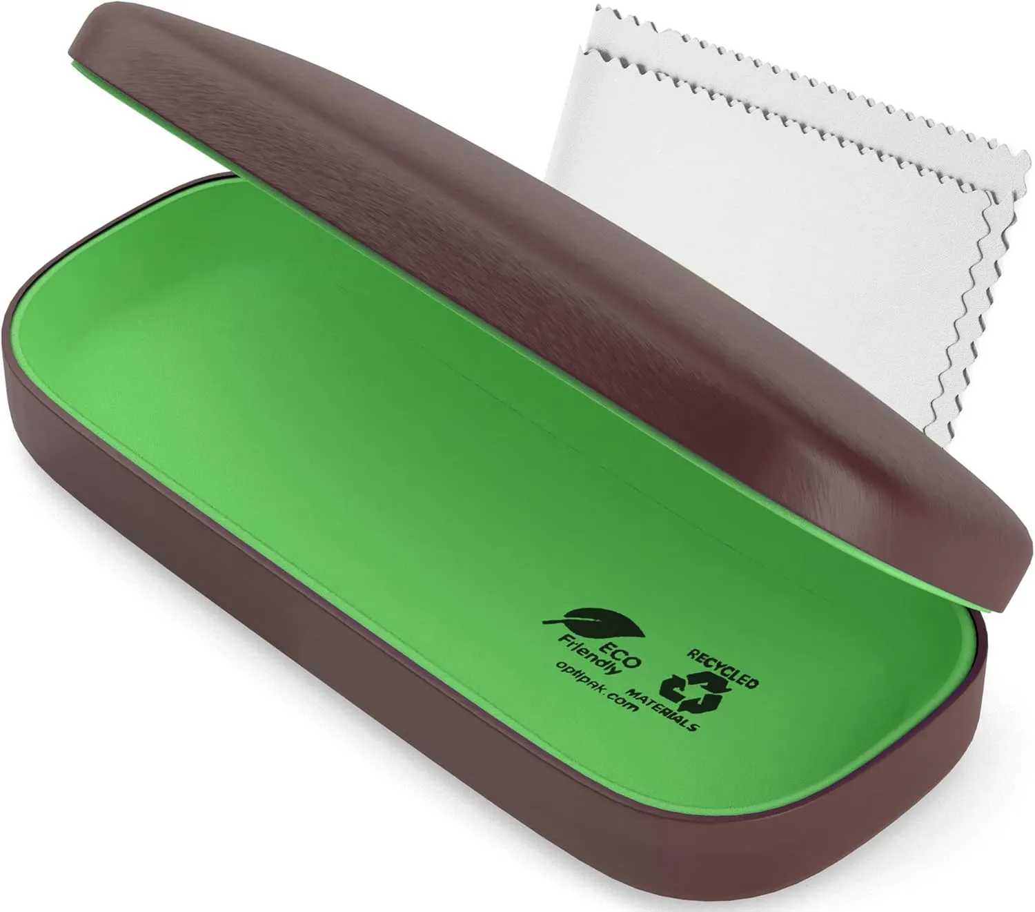 Hard Shell Glasses Case - Eco-Friendly Large Eyeglass Holder with Microfiber Cleaning Cloth - Brushed Eyeglasses Case