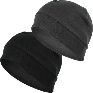 Headshion Fleece Hat Watch Cap 2 Pack Thick Skull Cap Helmet Liner Winter Warm Beanie