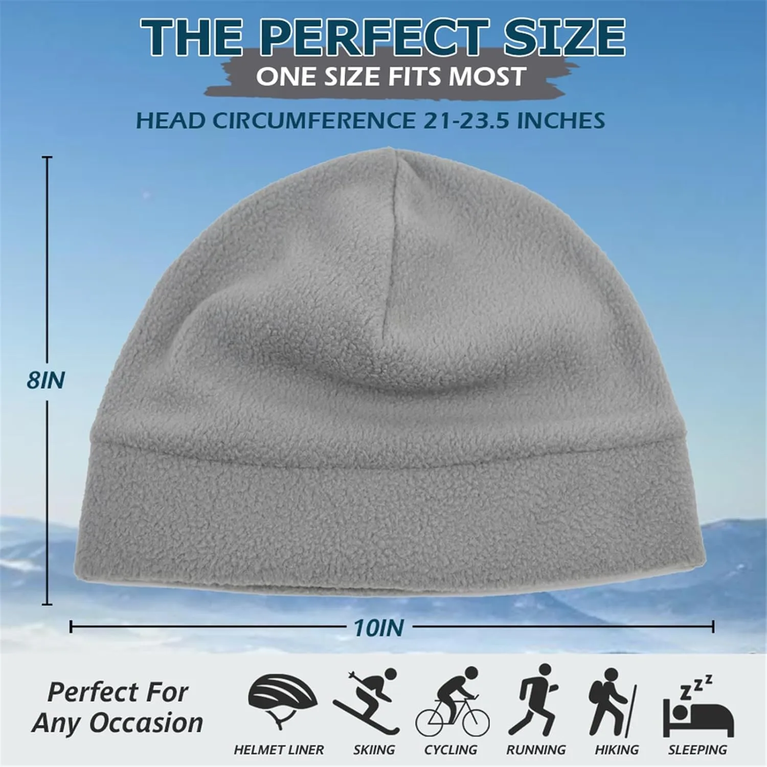 Headshion Fleece Hat Watch Cap 2 Pack Thick Skull Cap Helmet Liner Winter Warm Beanie