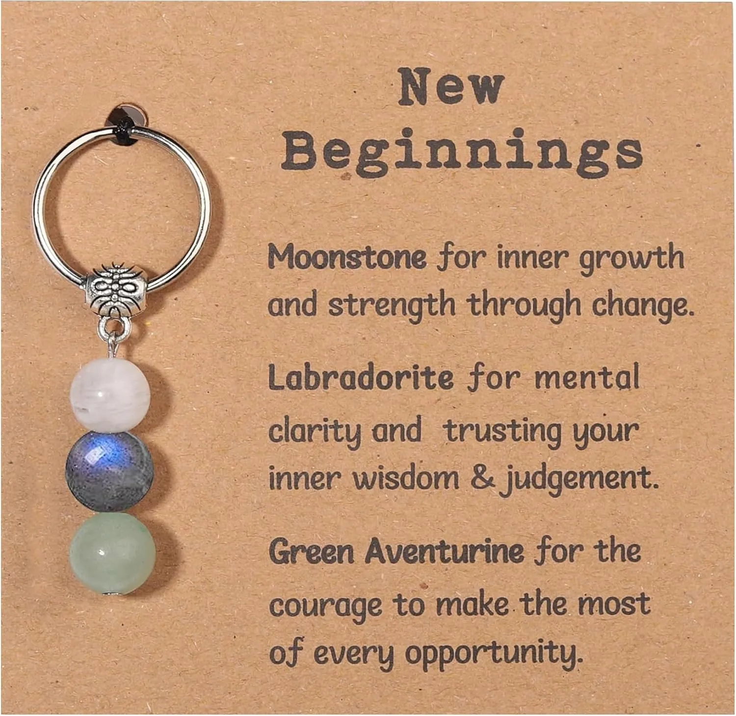 Healing Crystal Keychain Gift for New Beginnings Calming Anxiety Luck Protection Natural Gemstone Keychain for Women