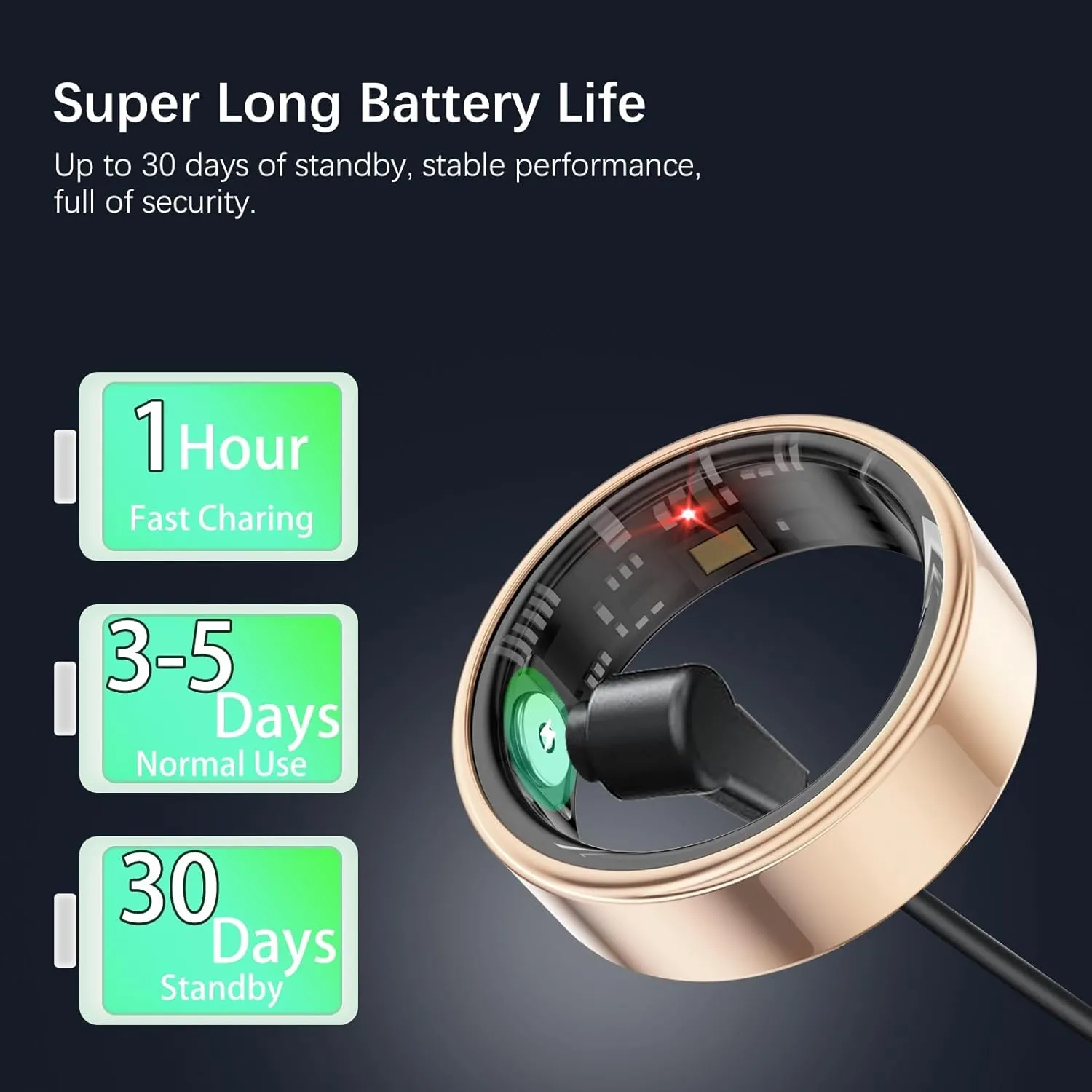 Health Rings for Women Men, Fitness Tracker with Heart Rate,Blood Oxygen, Blood Pressure, Sleep Tracker, Step Tracker, No Subscription Fee, IP68 Waterproof Smart Ring for iphone & Android (Gold 10#)