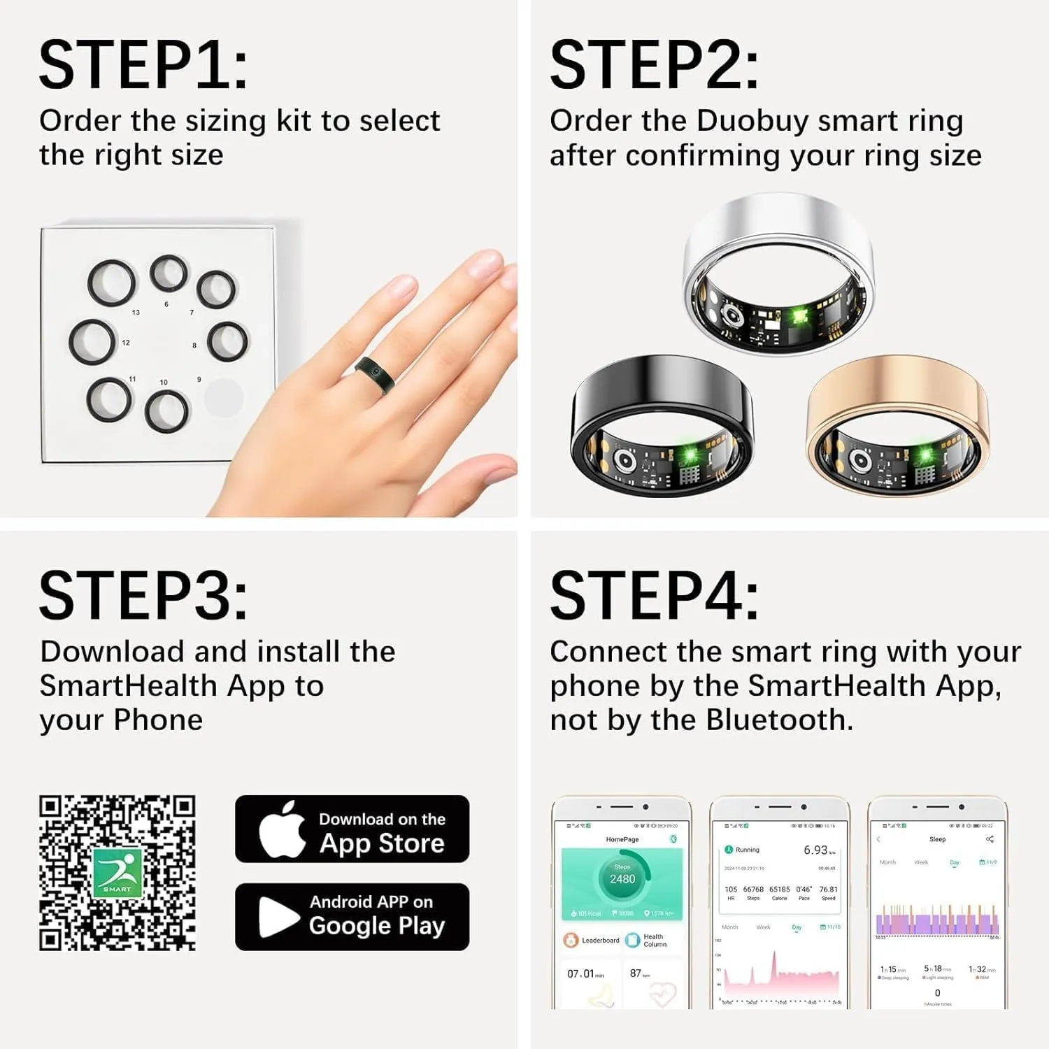 Health Rings for Women Men, Fitness Tracker with Heart Rate,Blood Oxygen, Blood Pressure, Sleep Tracker, Step Tracker, No Subscription Fee, IP68 Waterproof Smart Ring for iphone & Android (Gold 10#)