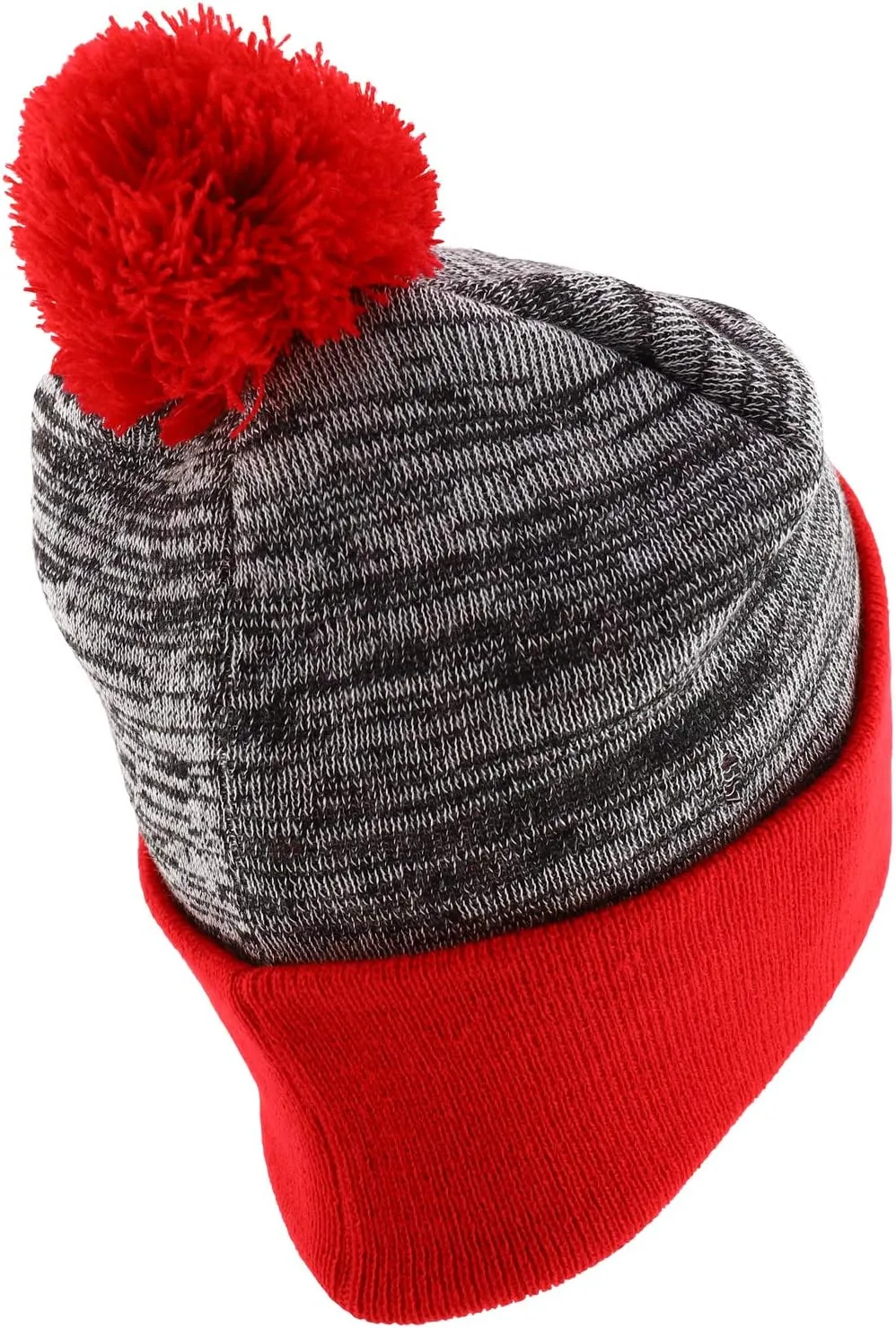 Heather Pom Pom Cuff Long Winter Beanie Hat