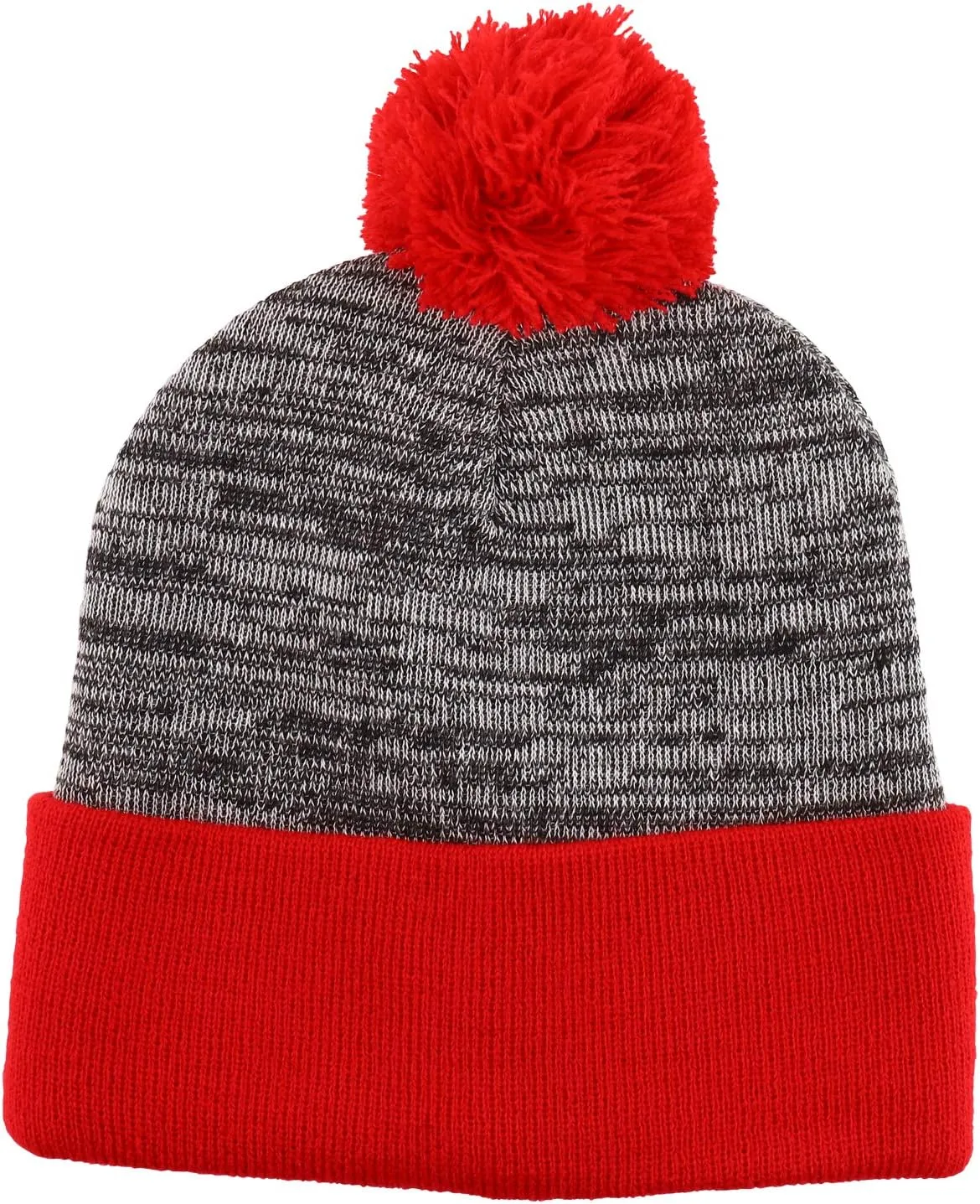 Heather Pom Pom Cuff Long Winter Beanie Hat