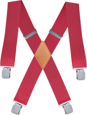 Heavy Duty Mens Suspenders.X-Shaped 2 Wide Strong Clips Suspenders For Men Women.