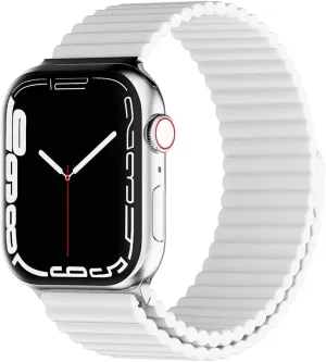 HeiKe Magnetic Silicone Band Compatible with Apple Watch Band 49mm 46mm 45mm 44mm 42mm for Men Women,Sport Loop Adjustable Wristband Strap for iWatch Ultra 2 SE Series 10 9 8 7 6 5 4 3 2 1,White