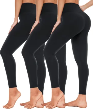 High Waisted Leggings for Women-Womens Black Seamless Workout Leggings Running Tummy Control Yoga Pants