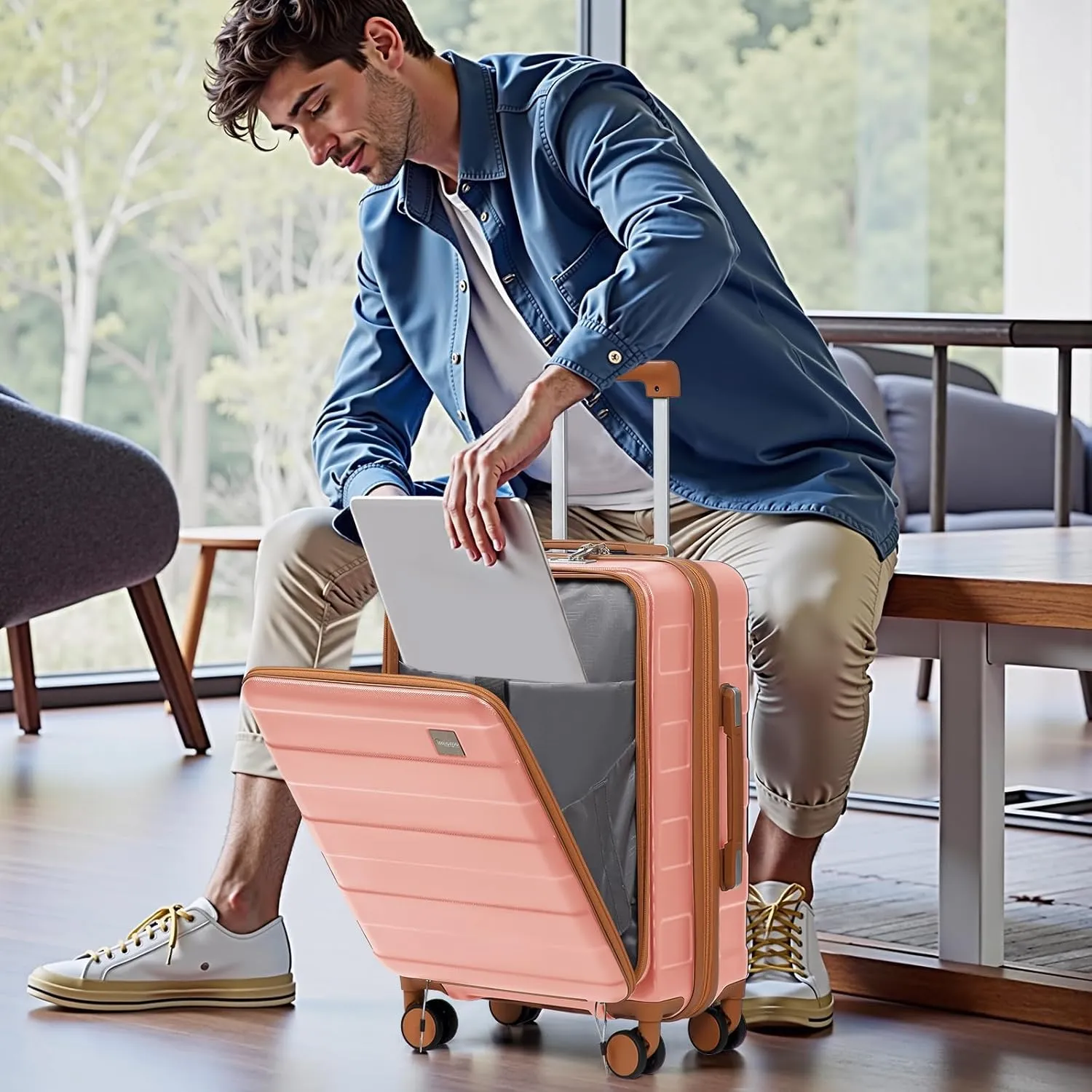 imiomo Carry on Luggage Airline Approved with TSA Lock, Hard Shell 20 Inch Travel Carry-on Suitcase with Spinner Wheels and Charging Port, Pink