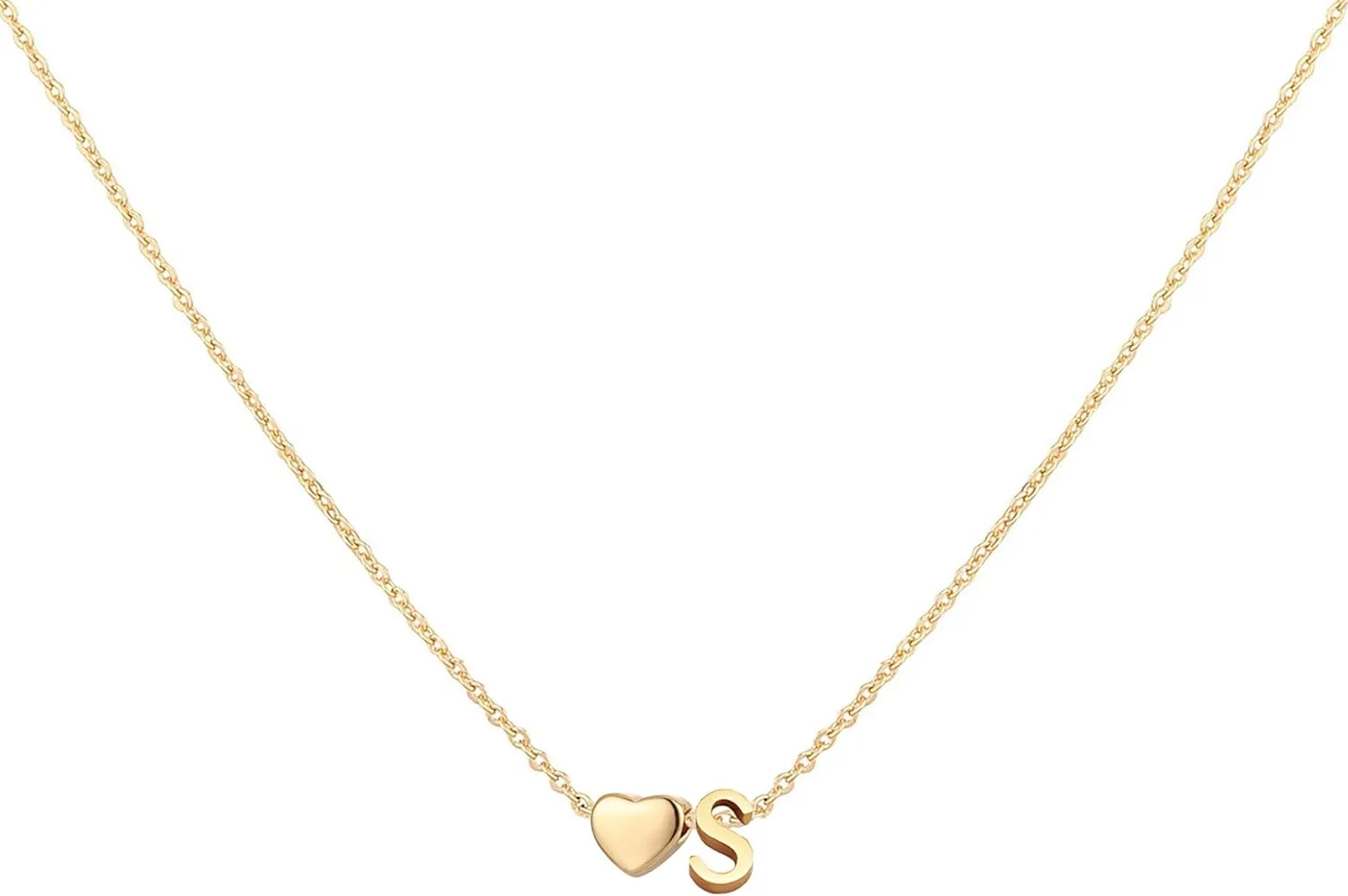 Initial Heart Necklace 18K Gold Plated Stainless Steel Tiny Heart Letter Necklace Personalized Monogram Name Necklace for Women