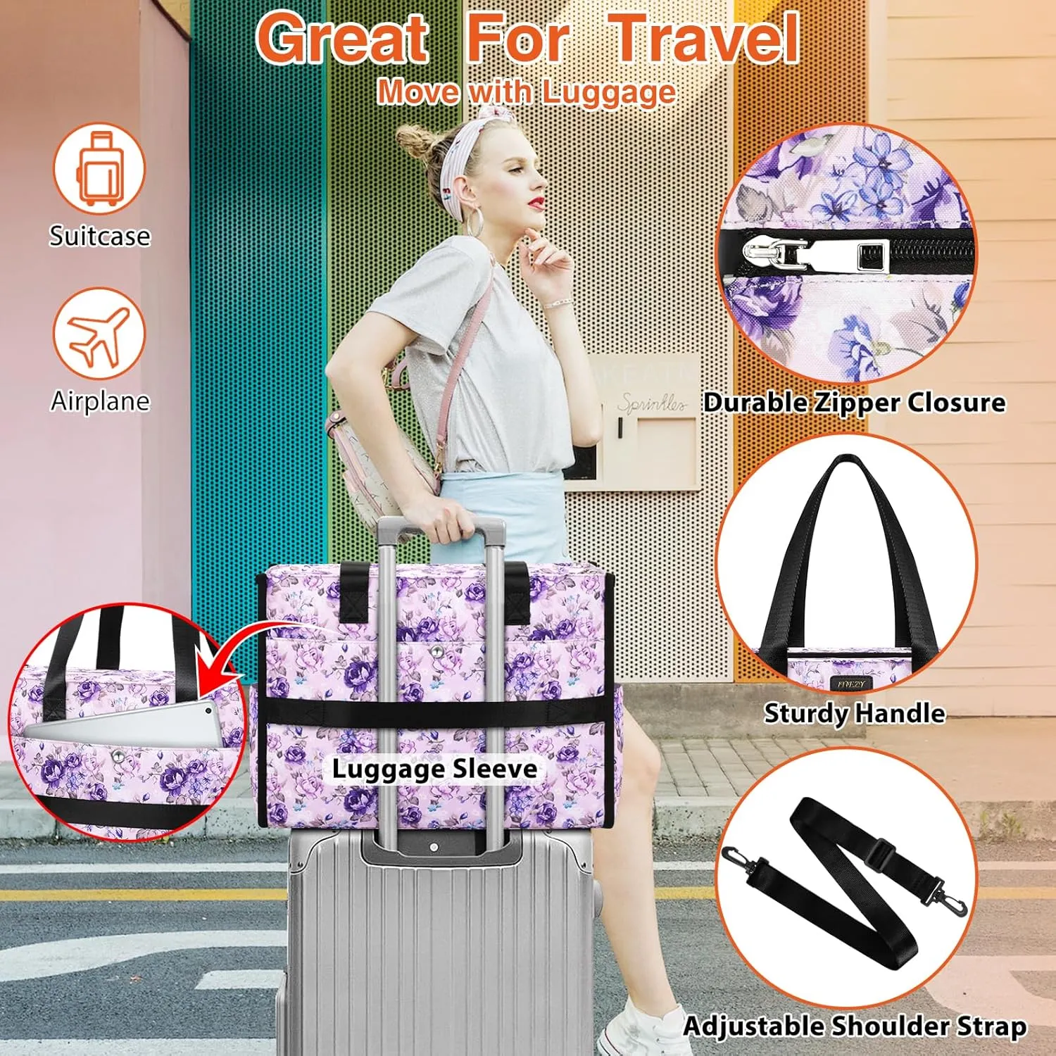 ITIEZY Utility Tote Bag for Women with 15/18 Pockets - Large Teacher Tote Bag with Zipper Compartment Nurse Bags for Work