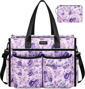 ITIEZY Utility Tote Bag for Women with 15/18 Pockets - Large Teacher Tote Bag with Zipper Compartment Nurse Bags for Work
