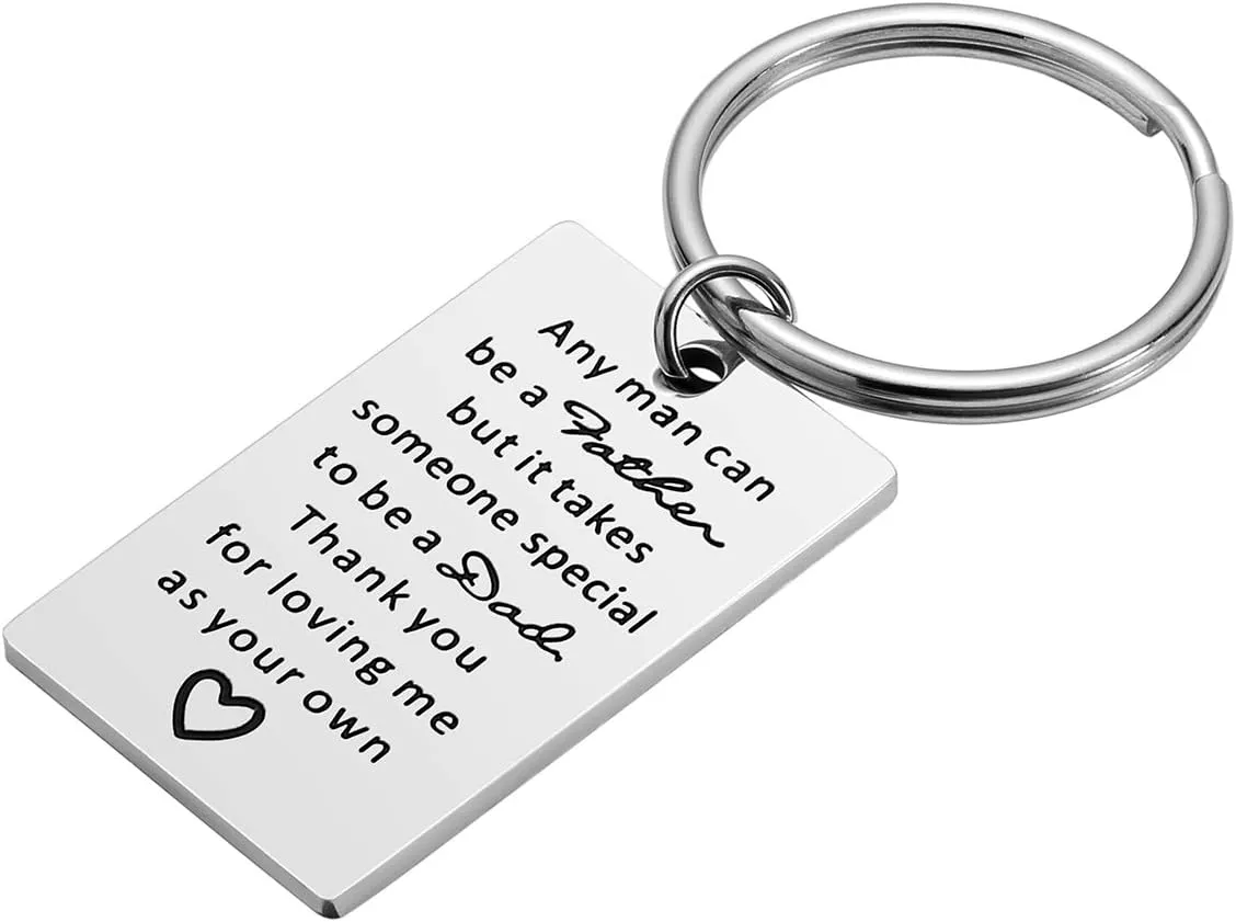 iWenSheng Step Dad Gifts Keychain - Fathers Day Birthday Christmas Gifts for Step Dad from Daughter Son