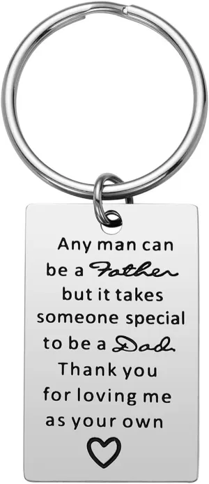 iWenSheng Step Dad Gifts Keychain - Fathers Day Birthday Christmas Gifts for Step Dad from Daughter Son