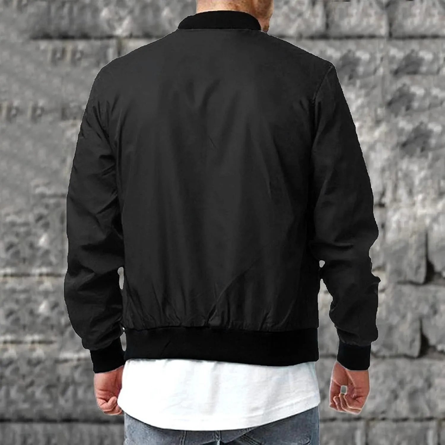 Jackets for Men Men's Bomber Jacket Lightweight Windbreaker Flight Jacket Zip Up Active Coat Spring Fall Outwear