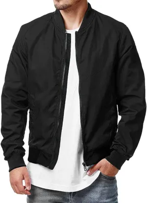 Jackets for Men Men's Bomber Jacket Lightweight Windbreaker Flight Jacket Zip Up Active Coat Spring Fall Outwear